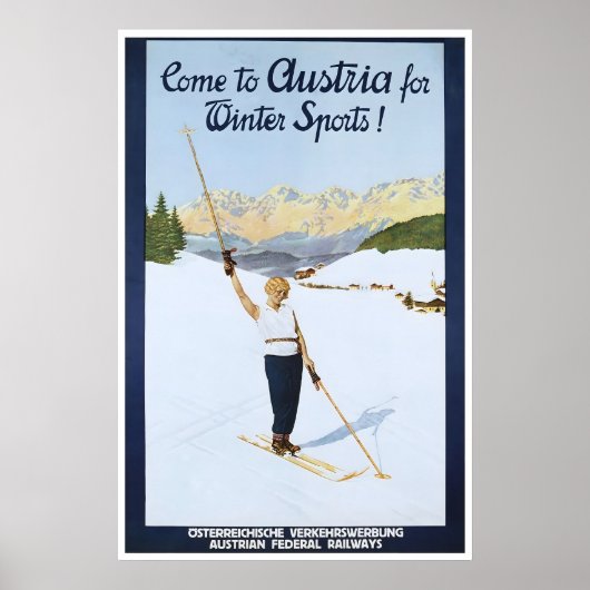 Affiche de ski d'Autriche Art d'impression de voya (Devant)