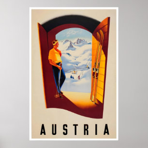 Affiche de ski d'Autriche Art Sportif Impression V