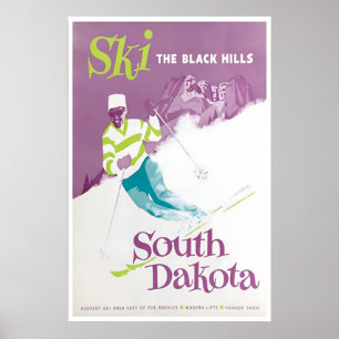 Affiche de ski de Black Hills Print Dakota du Sud