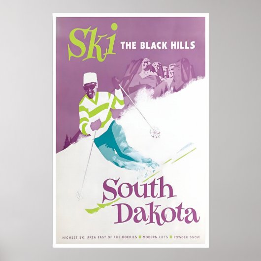 Affiche de ski de Black Hills Print Dakota du Sud (Devant)