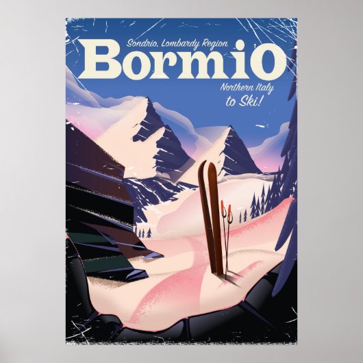 Affiche de ski de Bormio, Sondrio, région de Lomba (Devant)