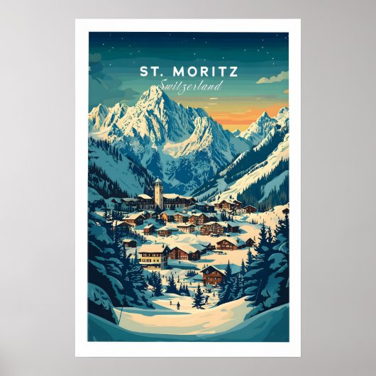 Affiche de ski de St Moritz - Suisse 1 (Devant)