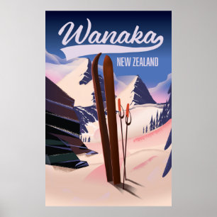 Affiche de ski de Wanaka en Nouvelle-Zélande