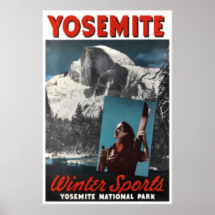 Affiche de ski de Yosemite Art de voyage Sport vin