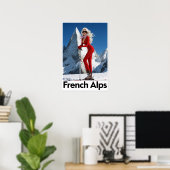 affiche de ski des Alpes françaises (Bureau à domicile)