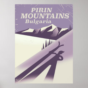 Affiche de ski des montagnes de Pirin Bulgarie
