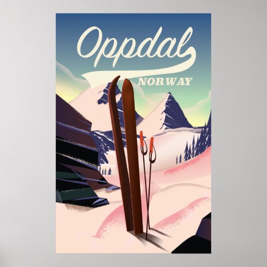 Affiche de ski d'Oppdal norvège. (Devant)