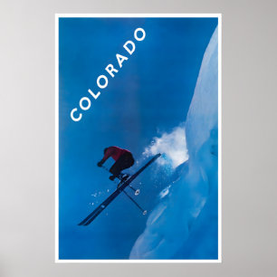 Affiche de ski du Colorado Ski alpin Art 1970
