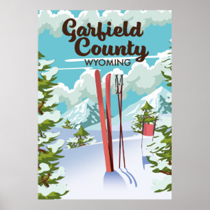 Affiche de ski du comté de Garfield Wyoming