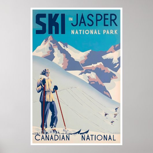 Affiche de ski du parc national Jasper Art Canada (Devant)