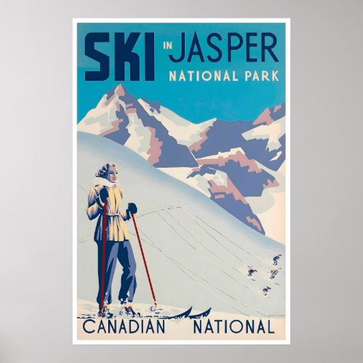 Affiche de ski du Parc national Jasper Art Canada (Devant)
