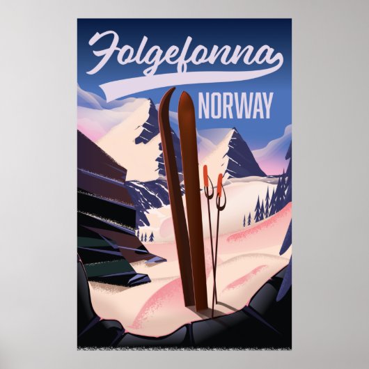 Affiche de ski Folgefonna Norvège. (Devant)