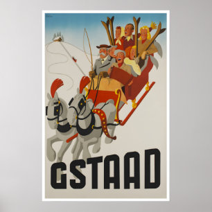 Affiche de ski Gstaad Suisse Affiche de voyage