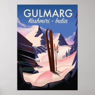 Affiche de ski Gulmarg Kashmiri Inde