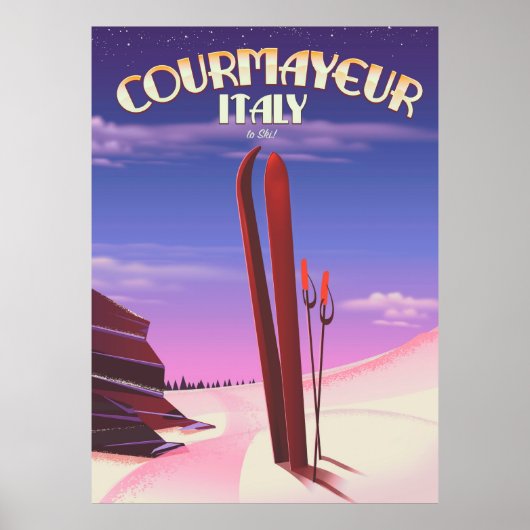 Affiche de ski italienne de Courmayeur (Devant)