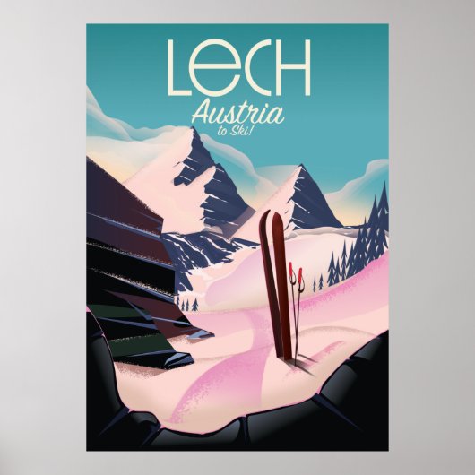 Affiche de ski Lech Austria. (Devant)