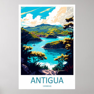Affiche de ski nationale de voyage vintage Antigua