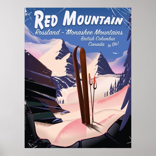 Affiche de ski Red Mountain Colombie-Britannique, (Devant)