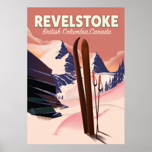 Affiche de ski Revelstoke Colombie-Britannique, C