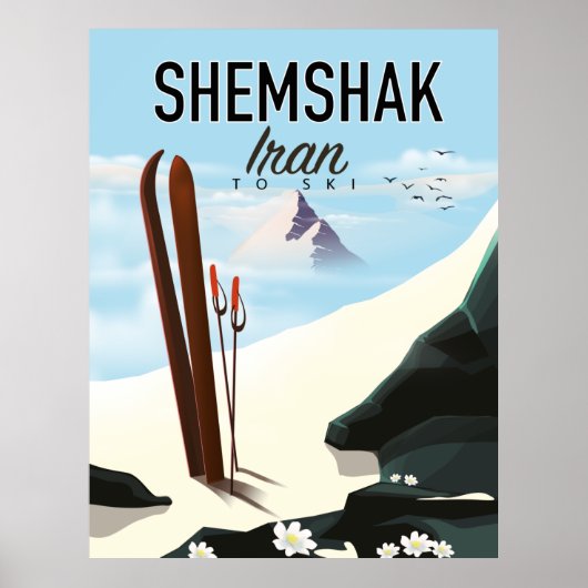 Affiche de ski Shemshak Iran. (Devant)