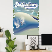 Affiche de ski Sundown Hartford Connecticut (Bureau à domicile)