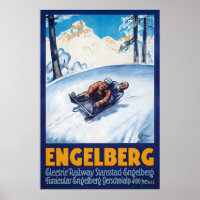 Affiche de ski vintage Engelberg Suisse - Encadrée