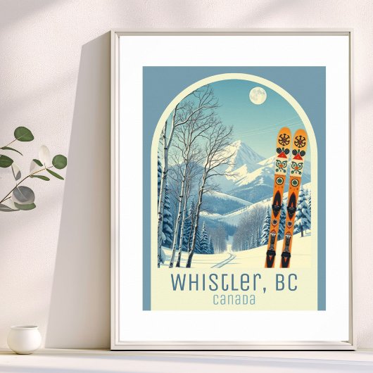 Affiche de ski Whistler Colombie-Britannique Canad
