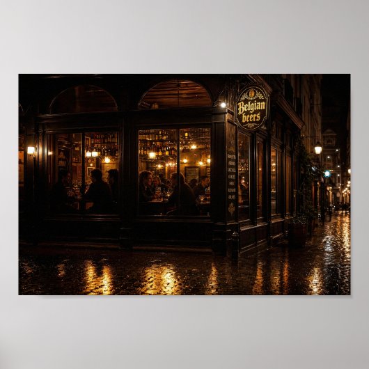 Affiche de soirée de l'auberge belge éclairée par (Devant)
