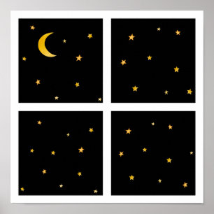 Affiche de sommeil nocturne Magical Moon And Stars