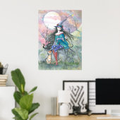 Affiche de sorcière d'Halloween et de chats par Mo (Bureau à domicile)