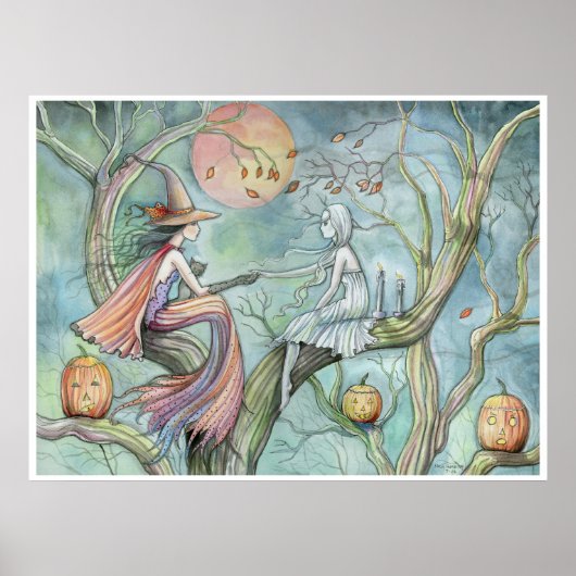 Affiche de sorcière et de fantôme d'Halloween par  (Devant)