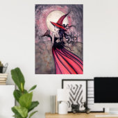 Affiche de sorcière et de hibou (Bureau à domicile)
