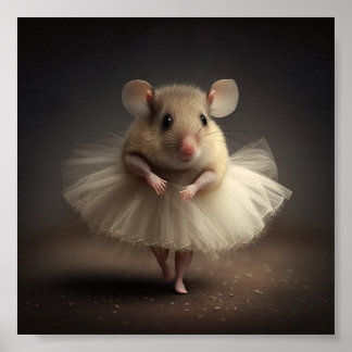 Affiche de souris ballerine mignonne