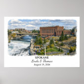 Affiche de Spokane Washington, Aquarelle, Sur mesu (Devant)