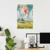 Affiche de sport de golf rétro Illinois Impression (Bureau à domicile)