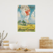 Affiche de sport de golf rétro Illinois Impression (Cuisine)