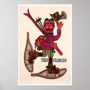 Affiche de sport de ski d'art vintage Colorado Imp