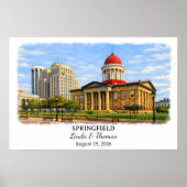 Affiche de Springfield Illinois, Aquarelle, Sur me (Devant)