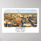 Affiche de Springfield Illinois, Aquarelle, Sur me (Devant)