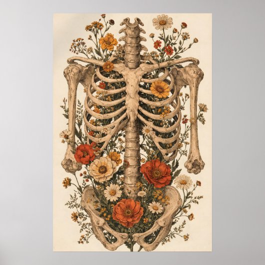 Affiche de squelette d'anatomie florale, botanique (Devant)