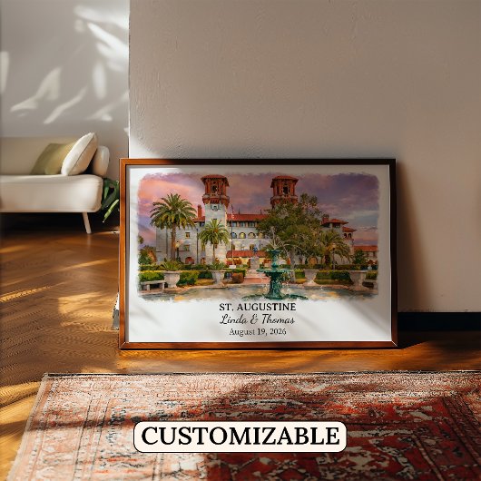 Affiche de St. Augustine Floride, Aquarelle, Sur m