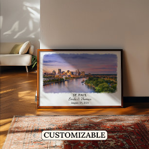 Affiche de St. Paul Minnesota, Aquarelle, Sur mesu