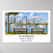 Affiche de St. Petersburg Floride, Aquarelle, Sur (Devant)