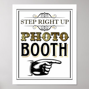 Affiche de stand de photomaton STEP RIGHT UP en or