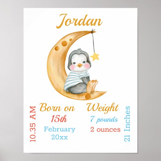 Affiche de Statistiques Bébé Manchot Demi Lune (Devant)