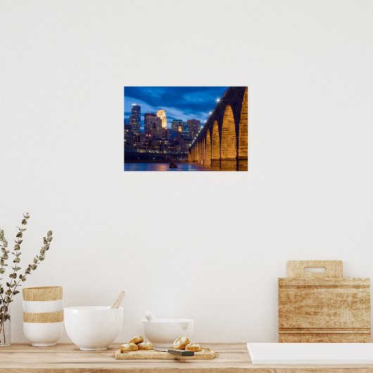 Affiche de Stone Arch Bridge Minneapolis Skyline (Cuisine)