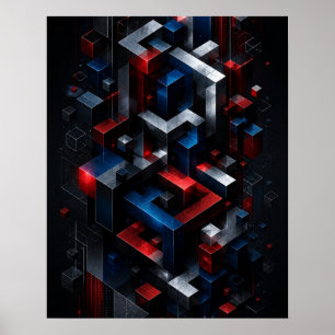 Affiche de structure abstraite 3D géométrique impo