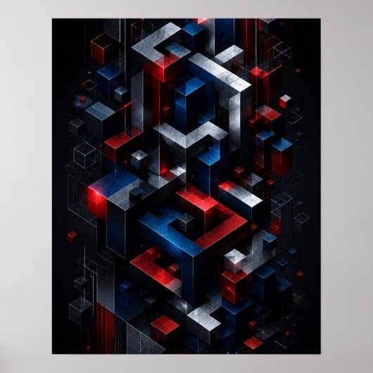 Affiche de structure abstraite 3D géométrique impo (Devant)