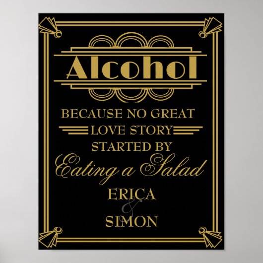 Affiche de style Art déco Gastby mariage (Devant)