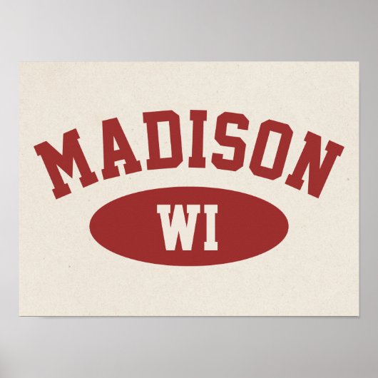 Affiche de style athlétique vintage de Madison, Wi (Devant)